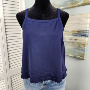 🔥 Lilly Pulitzer Knit Tank in True Navy Scalloped Hem "Olive" top designer